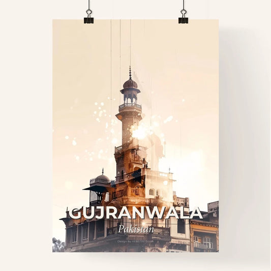 Gujranwala Pakistan Skyline Cityscape Beige Art Poster