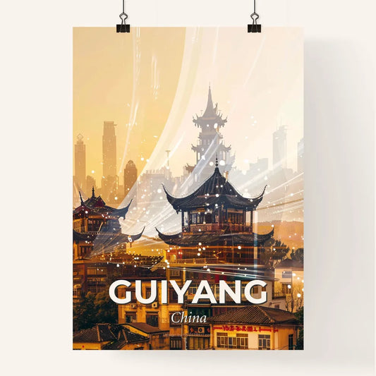 Guiyang Urban Canvas: Shimmering Cityscape Silhouette Poster