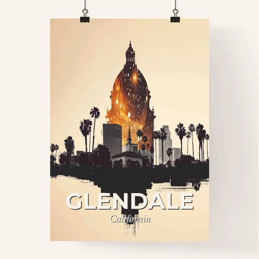 Glendale City Skyline Double Exposure Art Poster