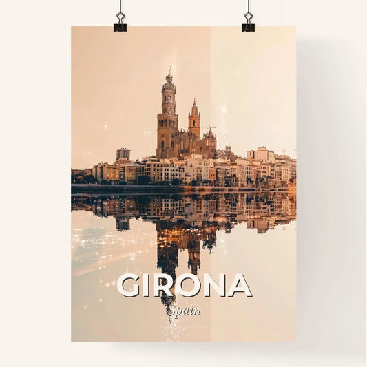 Girona Skyline Double Exposure Cityscape Art Poster Poster
