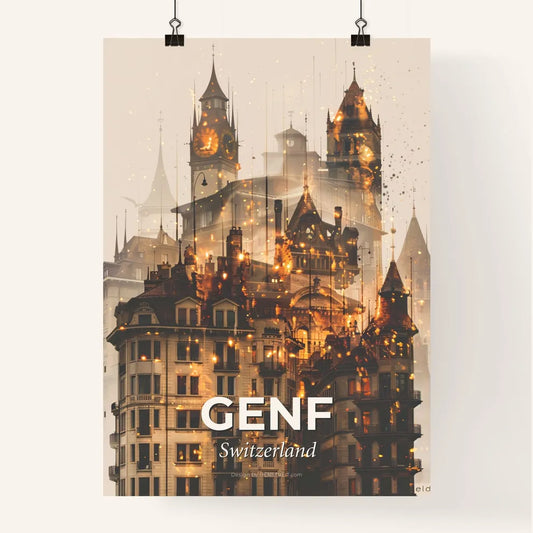 Geneva City Skyline Artistic Print Poster