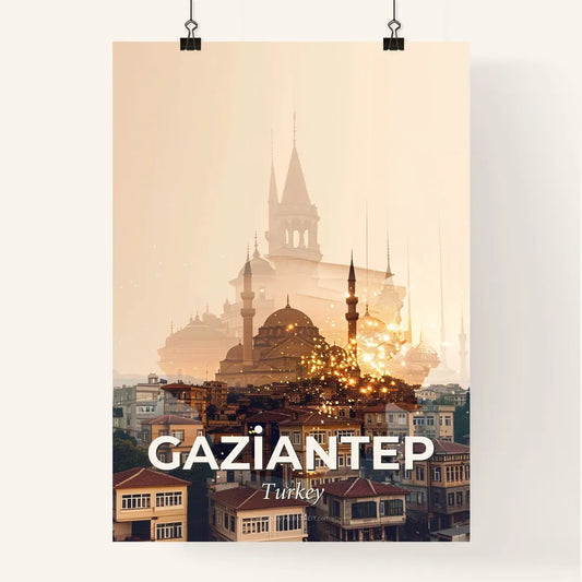 Gaziantep: Double Exposure Cityscape Skyline Poster Poster