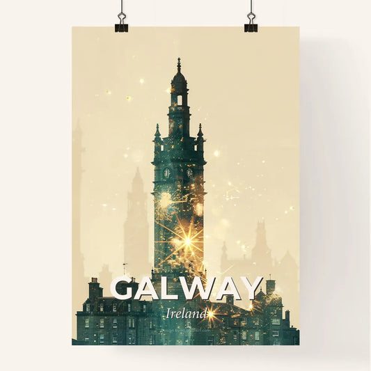 Galway City Silhouette: Double Exposure Skyline Art Poster