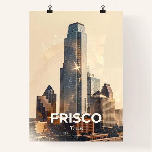 Frisco Texas City Skyline Double Exposure Art Poster