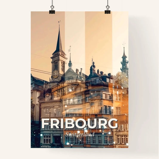 Fribourg Skyline Composite Art Poster Poster