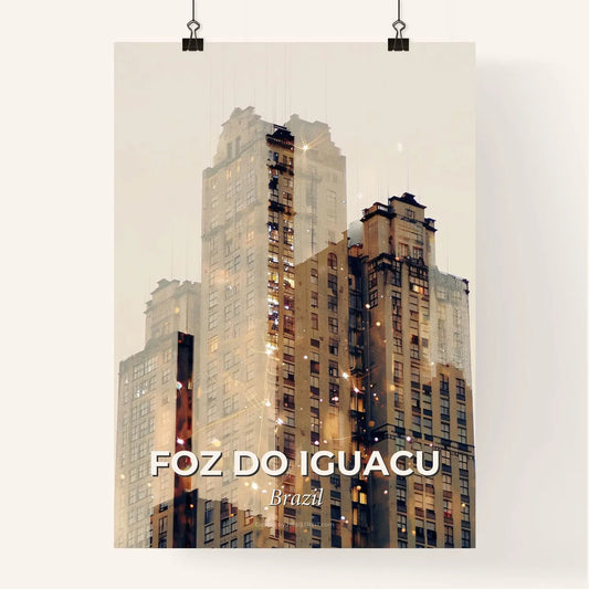Foz do Iguacu Skyline Double Exposure Art Poster