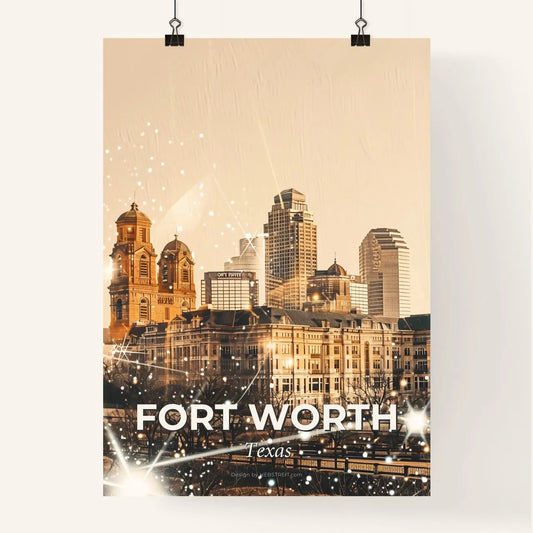 Fort Worth Skyline Cityscape Double Exposure Art Poster