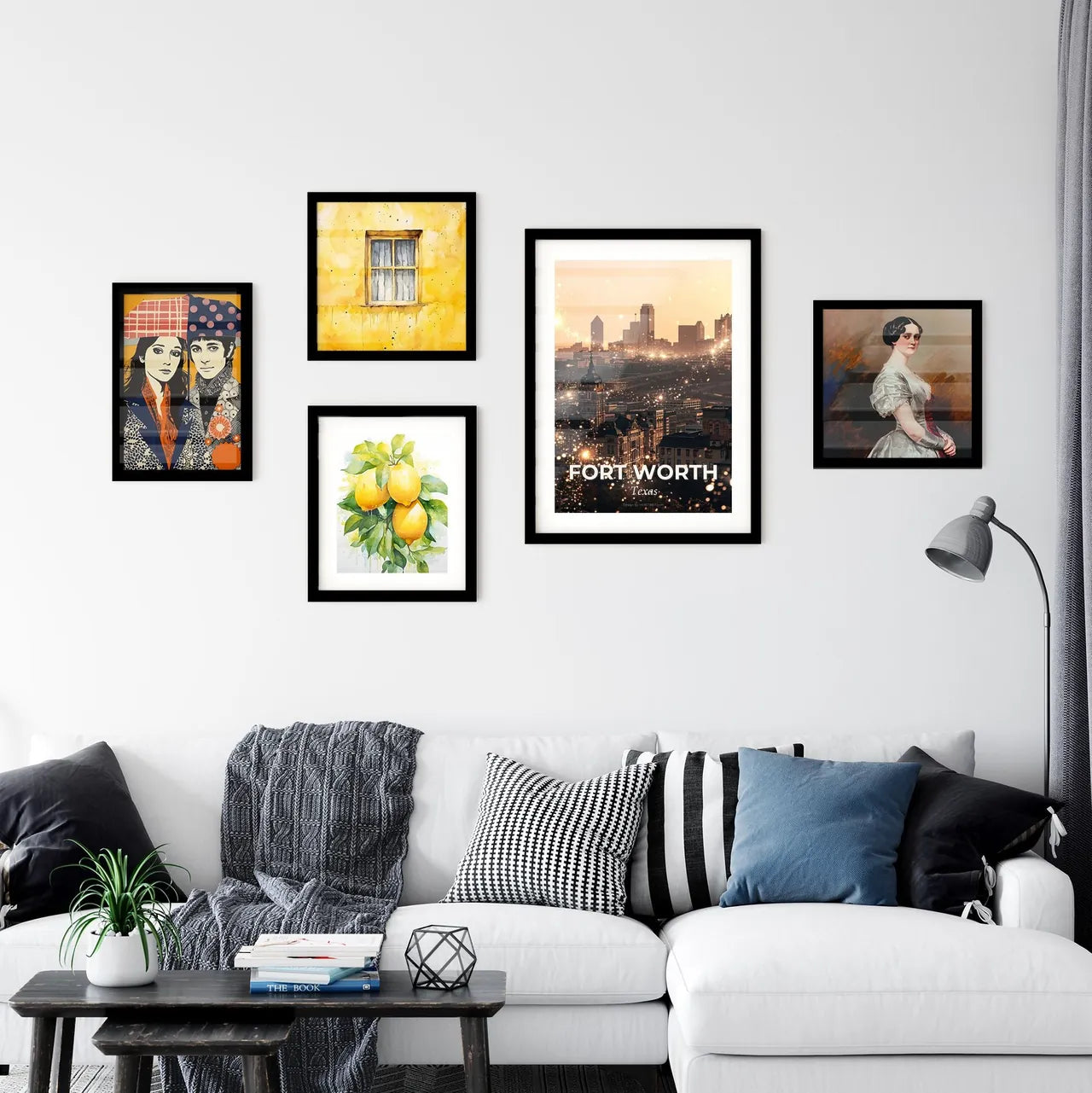 Fort Worth Skyline Panorama Architectural Landmarks Wall Art