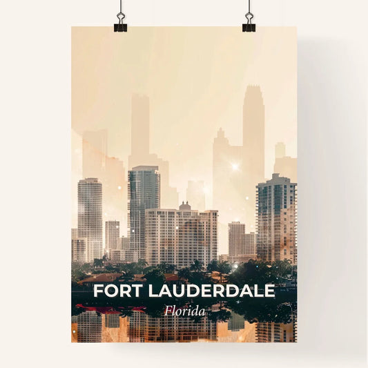 Fort Lauderdale Double Exposure Art Skyline Poster Poster