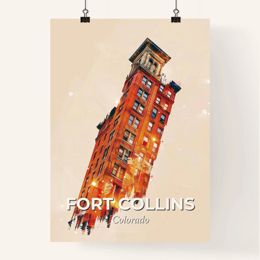 Fort Collins City Skyline Silhouette Double Exposure Poster Poster