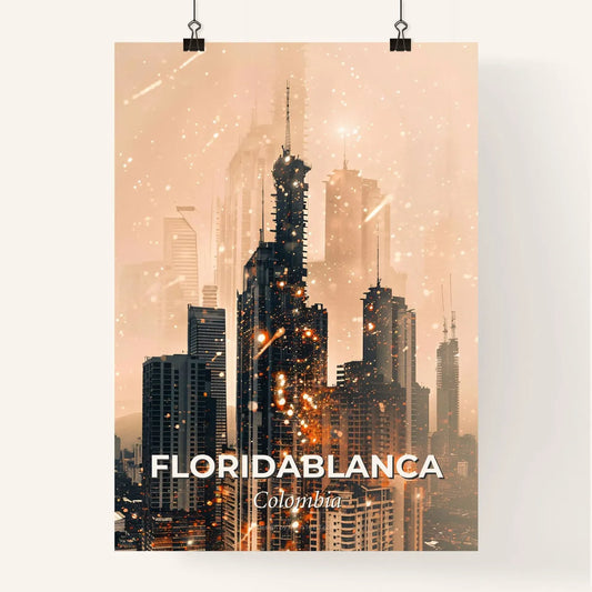 Floridablanca City Skyline Colombia Double Exposure Art Poster