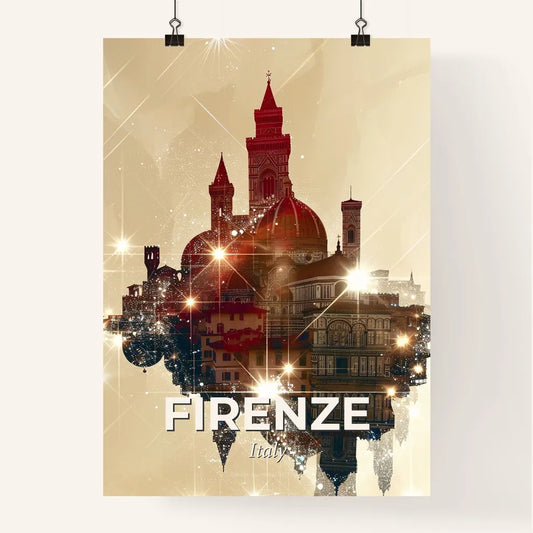 Florence City Icons Skyline Art Deco Poster Poster