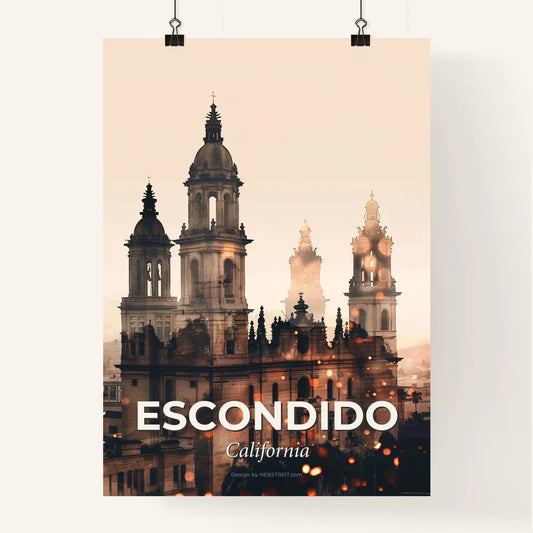 Escondido Cityscape Art: Nightlights and Sparkles Poster