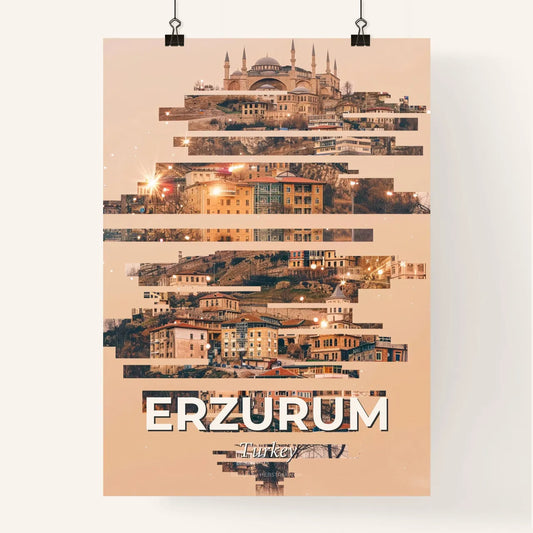 Erzurum City Skyline Night Double Exposure Art Poster Poster