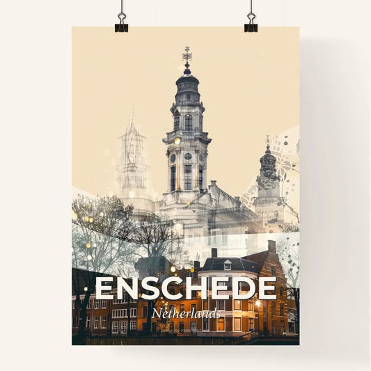 Enschede Skyline Double Exposure Cityscape Art Poster
