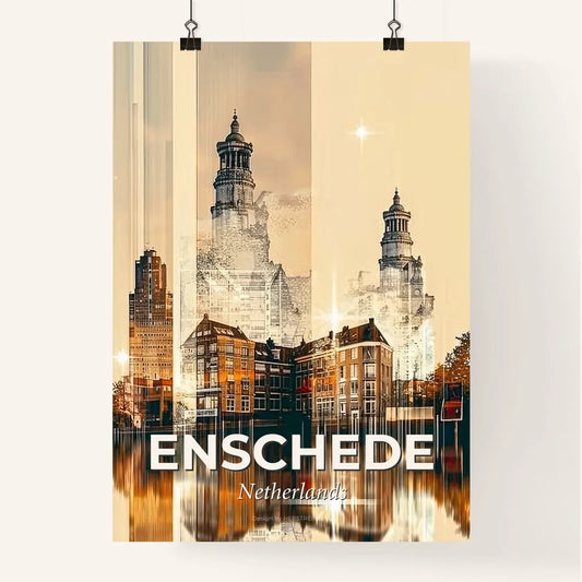 Enschede Skylines As Double Exposure Art Poster