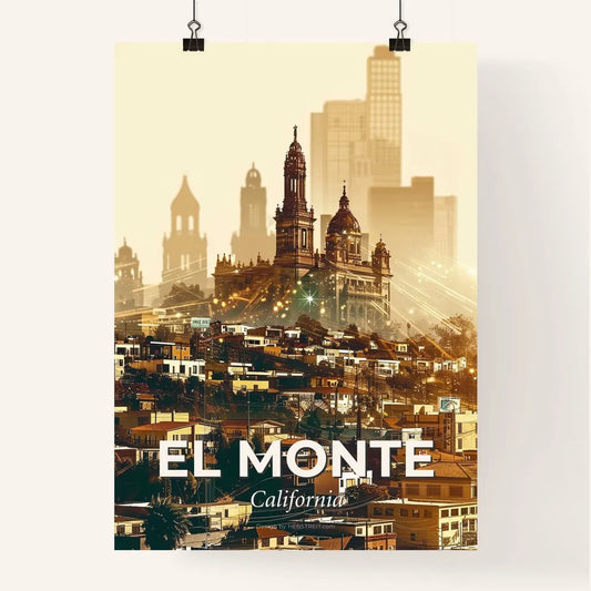 El Monte Skyline Panorama Double Exposure Art Print Poster