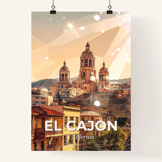 El Cajon City Skyline Double Exposure Art Poster