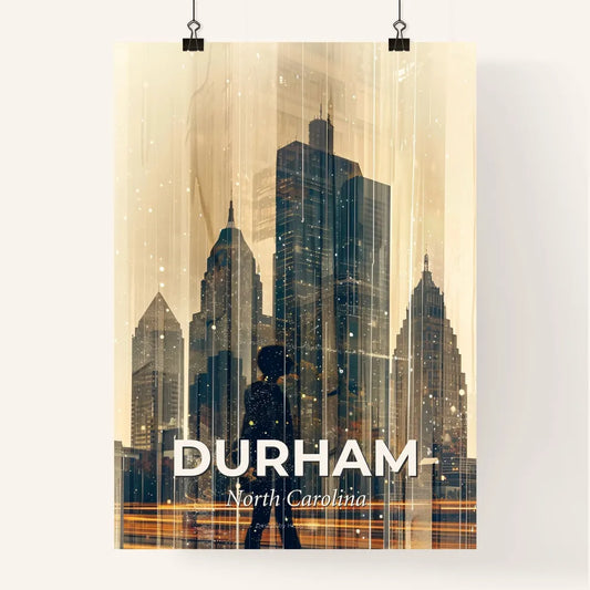 Durham City Skyline Double Exposure Art Poster Poster