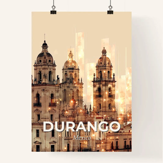 Durango City Skyline Poster, Beige Background, Bright Beige Poster