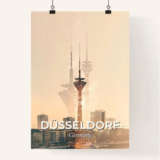 Düsseldorf Skyline: Local Icons Brightly Lit Poster