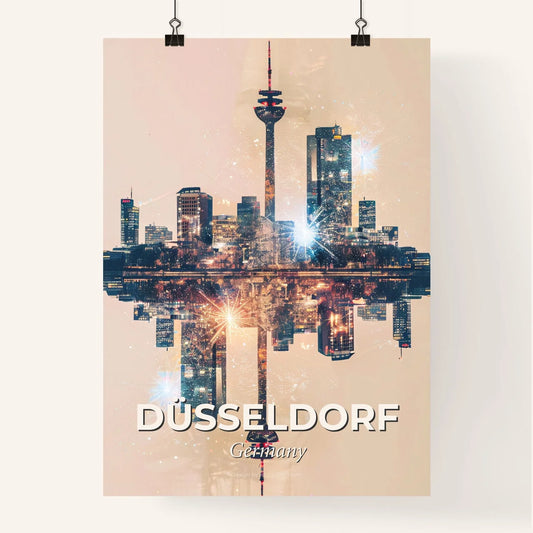 Düsseldorf City View Double Exposure Art Poster Poster