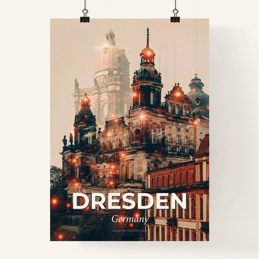Dresden City Skyline Golden Glow Composite Poster Poster