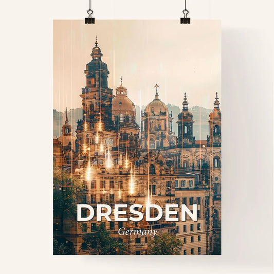 Dresden Skyline Double Exposure Art Poster Poster