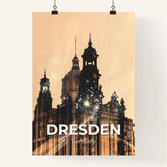 Dresden City Silhouette Composite Sparkles Art Poster Poster