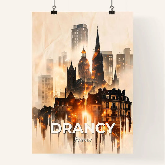 Drancy, France: Skyline Double Exposure Masterpiece Poster