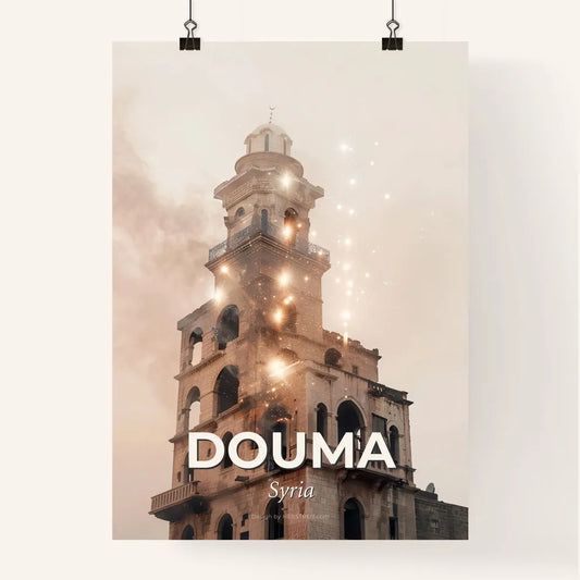 Douma, Syria: Architectural Symphony in Double Exposure Poster