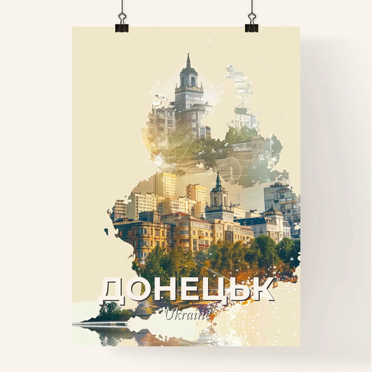 Captivating Donetsk Cityscape Art Composite Skyline Glow Poster