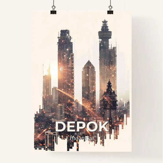 Depok Skyline Double Exposure City Artwork Poster