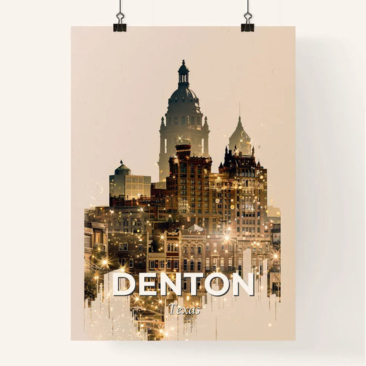 Denton City Skyline Composite Art Poster Poster