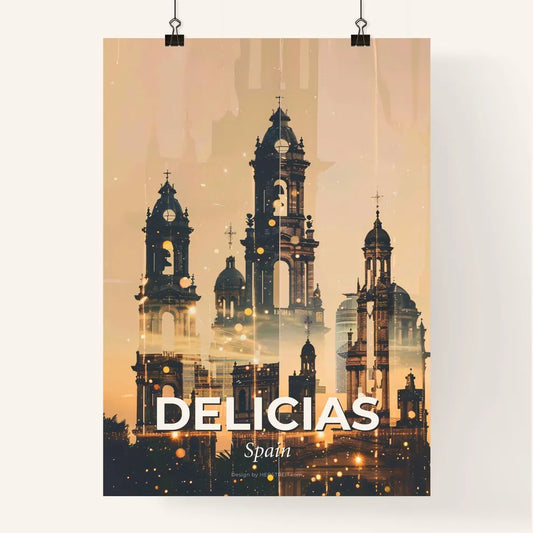 Delicias Skyline Cityscape Double Exposure Art Poster