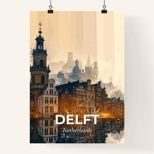Delft double exposure skyline poster art Poster