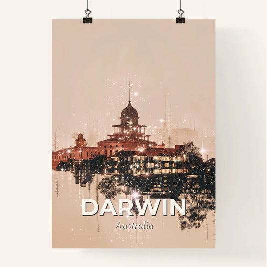 Darwin City Skyline Double Exposure Poster Poster