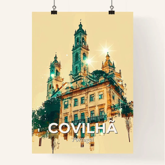 Covilhã Cityscape Skyline Composite Art Poster