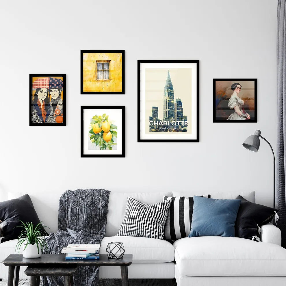 Charlotte City Skyline Double Exposure Masterpiece Wall Art