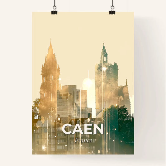 Caen Cityscape Silhouette Art Poster with Subtle Blisters Poster