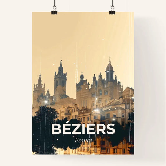 Béziers Double Exposure Skyline Art Poster Poster