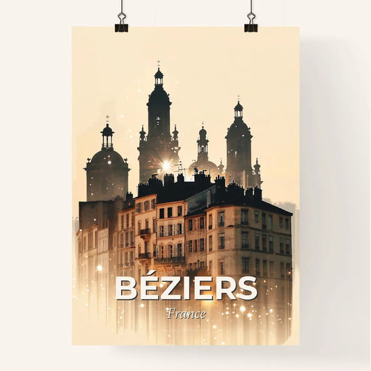 Béziers Skyline Double Exposure Art Poster Poster
