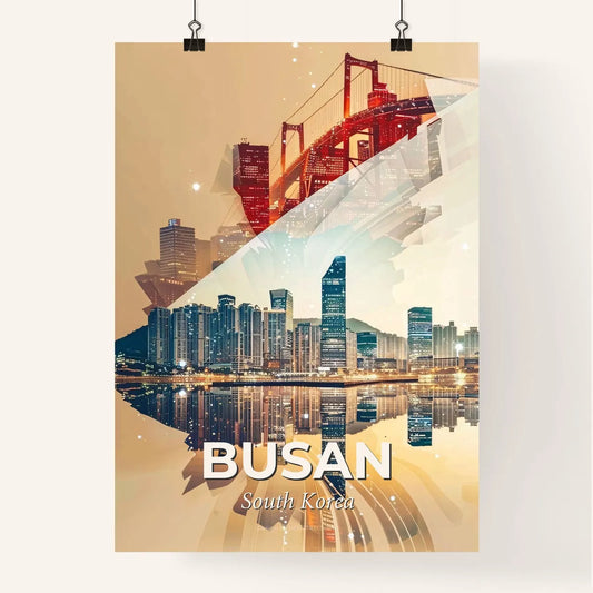 Busan Double Exposure Architecture Skyline Poster Poster