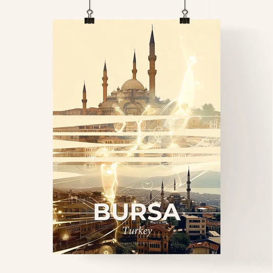 Bursa City Skyline Poster Art with Icons Poster