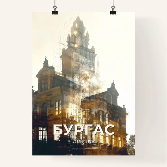 Burgas Double Exposure Skyline Art Print Poster