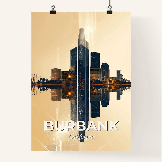 Burbank City Skyline Art Deco Poster Poster
