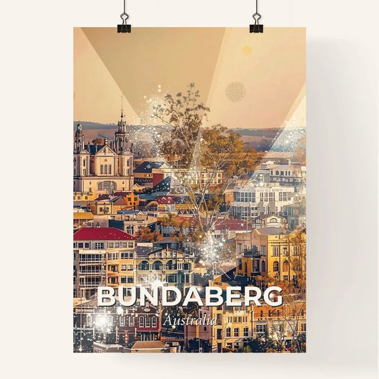 Bundaberg Skyline Double Exposure Composite Poster