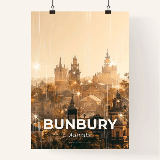 Bunbury Skyline Art: Double Exposure Cityscape Poster