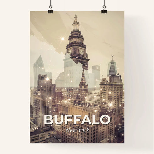 Buffalo Skyline Composite Art Glimmering Beige Poster