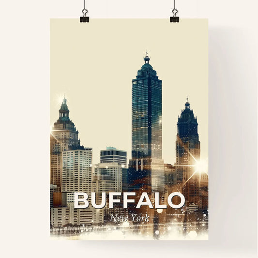 Buffalo Cityscape Sparkles Bright Beige Poster Poster